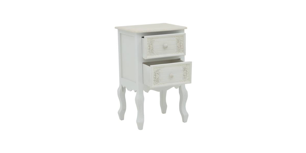 Κομοδίνο Pazlen Inart mdf σε λευκή αντικέ απόχρωση 40x45x65εκ