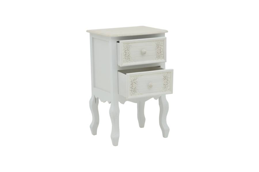 Κομοδίνο Pazlen Inart mdf σε λευκή αντικέ απόχρωση 40x45x65εκ