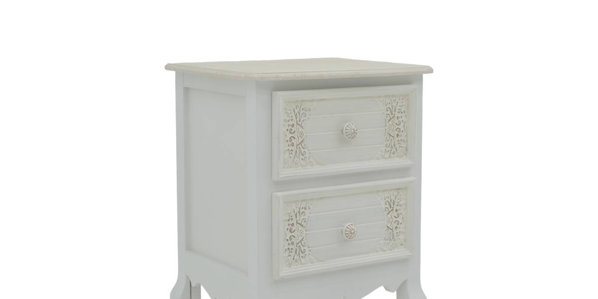 Κομοδίνο Pazlen Inart mdf σε λευκή αντικέ απόχρωση 40x45x65εκ