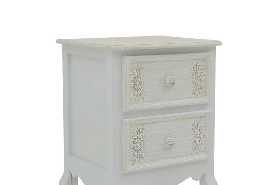 Κομοδίνο Pazlen Inart mdf σε λευκή αντικέ απόχρωση 40x45x65εκ