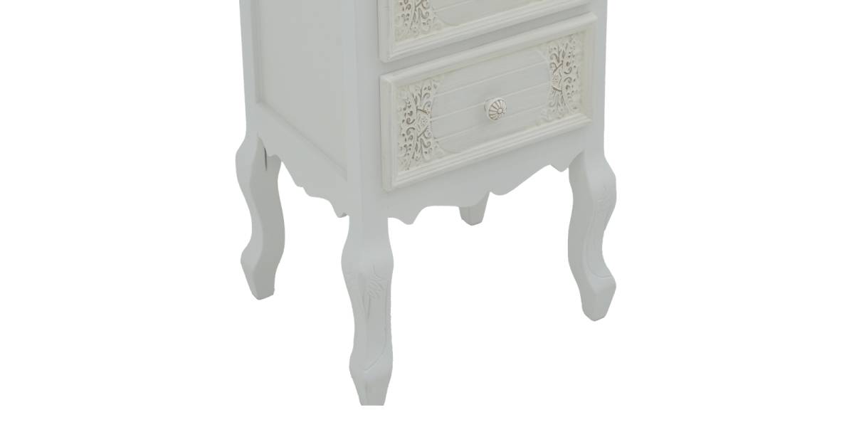 Κομοδίνο Pazlen Inart mdf σε λευκή αντικέ απόχρωση 40x45x65εκ
