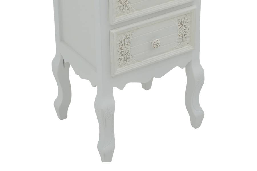 Κομοδίνο Pazlen Inart mdf σε λευκή αντικέ απόχρωση 40x45x65εκ
