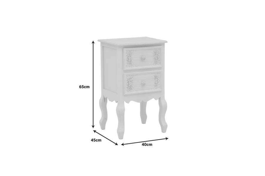 Κομοδίνο Pazlen Inart mdf σε λευκή αντικέ απόχρωση 40x45x65εκ