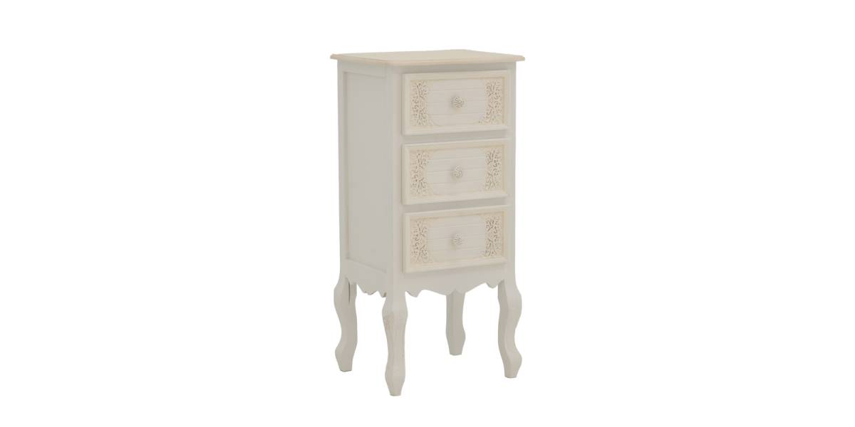 Κομοδίνο Pazlen Inart mdf σε λευκή αντικέ απόχρωση 40x34.5x82εκ