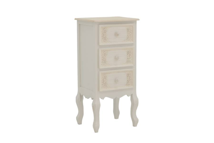 Κομοδίνο Pazlen Inart mdf σε λευκή αντικέ απόχρωση 40x34.5x82εκ