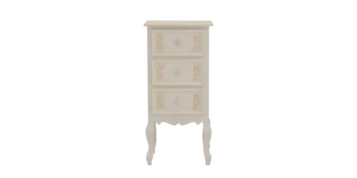 Κομοδίνο Pazlen Inart mdf σε λευκή αντικέ απόχρωση 40x34.5x82εκ