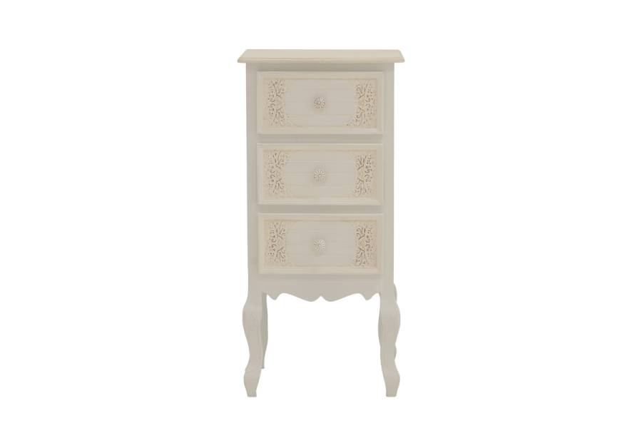 Κομοδίνο Pazlen Inart mdf σε λευκή αντικέ απόχρωση 40x34.5x82εκ
