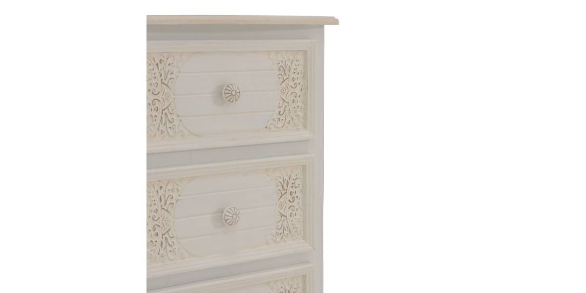 Κομοδίνο Pazlen Inart mdf σε λευκή αντικέ απόχρωση 40x34.5x82εκ