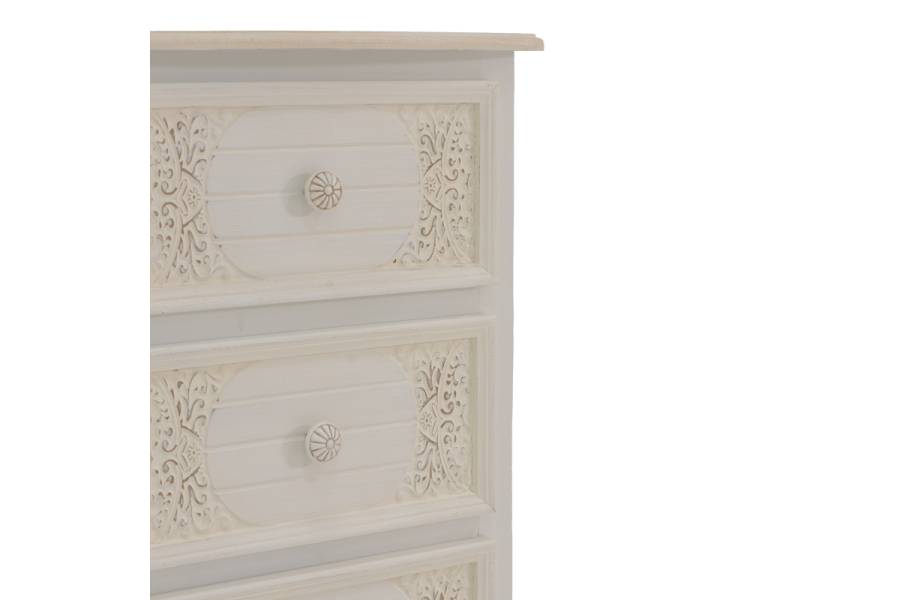 Κομοδίνο Pazlen Inart mdf σε λευκή αντικέ απόχρωση 40x34.5x82εκ