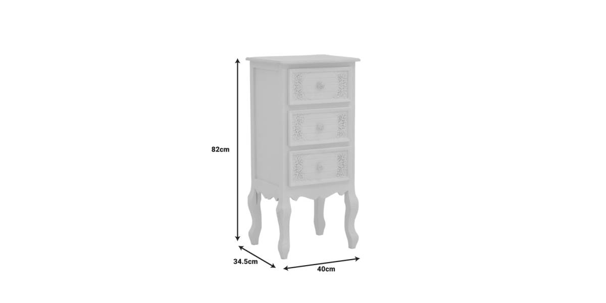 Κομοδίνο Pazlen Inart mdf σε λευκή αντικέ απόχρωση 40x34.5x82εκ