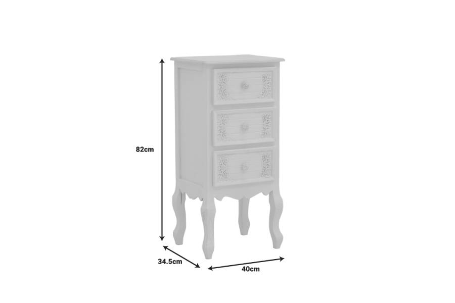Κομοδίνο Pazlen Inart mdf σε λευκή αντικέ απόχρωση 40x34.5x82εκ
