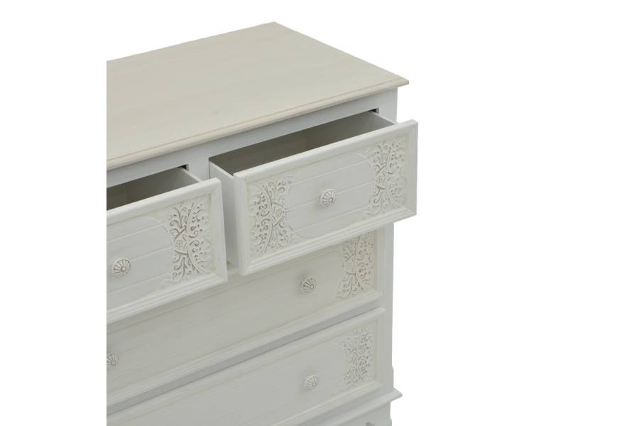 Συρταριέρα Pazlen Inart mdf σε λευκή αντικέ απόχρωση 80x40x80εκ