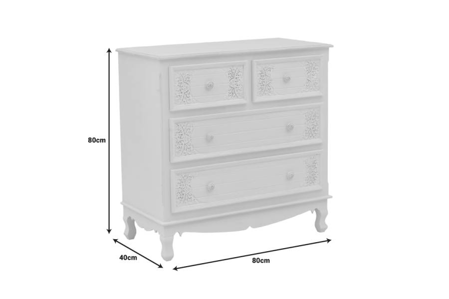 Συρταριέρα Pazlen Inart mdf σε λευκή αντικέ απόχρωση 80x40x80εκ