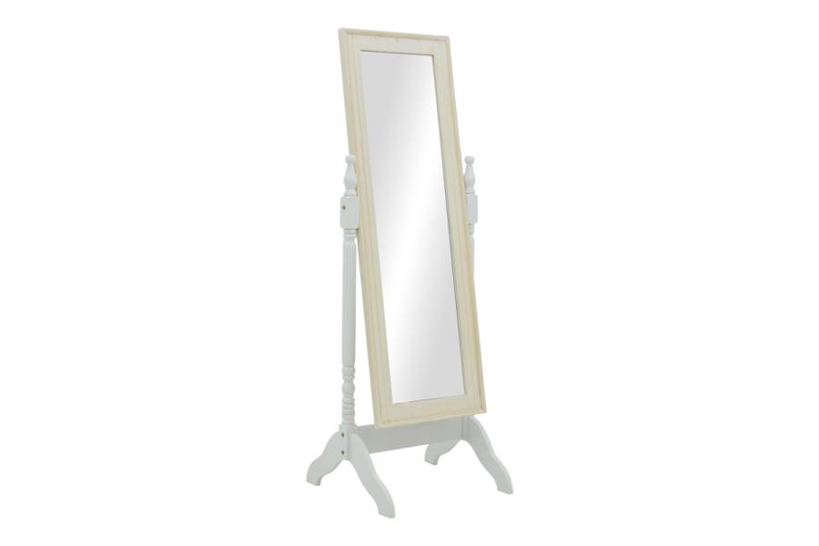 Καθρέπτης Malone Inart mdf σε λευκή αντικέ απόχρωση 55x50x160εκ