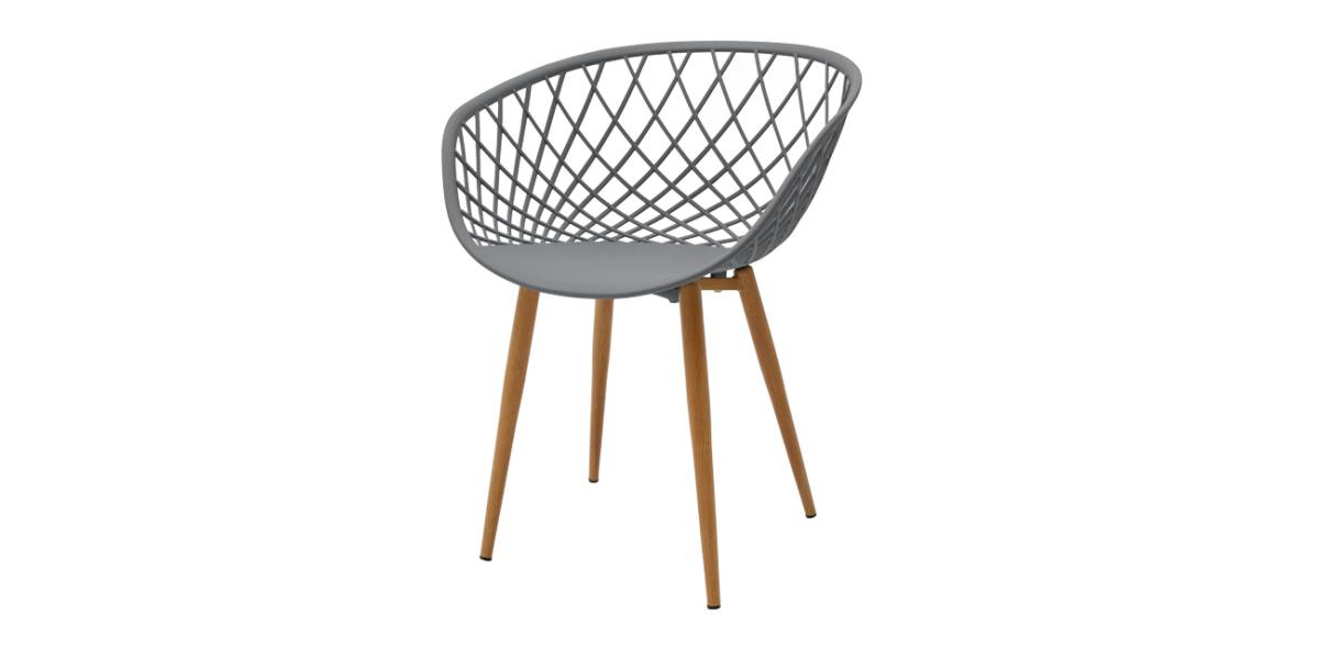 Πολυθρόνα Ezra pakoworld γκρι pp-πόδι φυσικό μέταλλο 62x42x82εκ