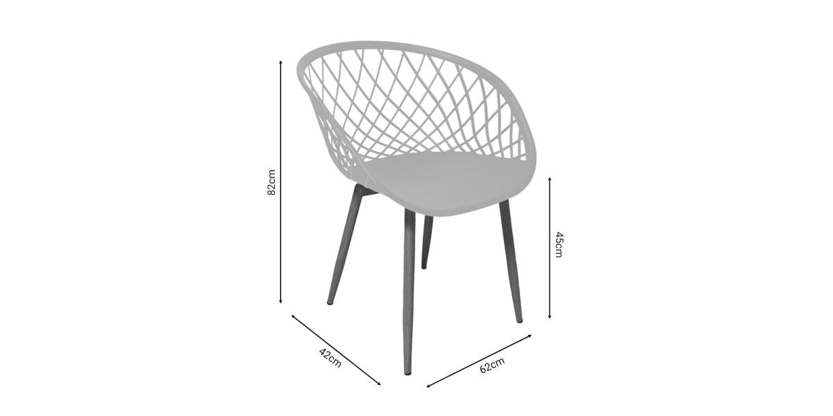 Πολυρόνα Ezra pakoworld λευκό pp-πόδι μαύρο μέταλλο 62x42x82εκ