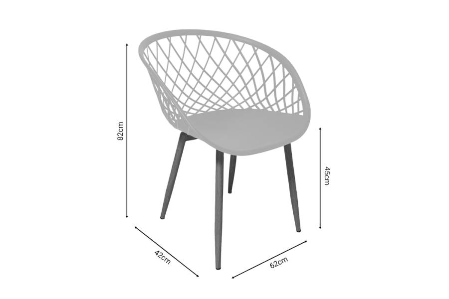 Πολυρόνα Ezra pakoworld λευκό pp-πόδι μαύρο μέταλλο 62x42x82εκ