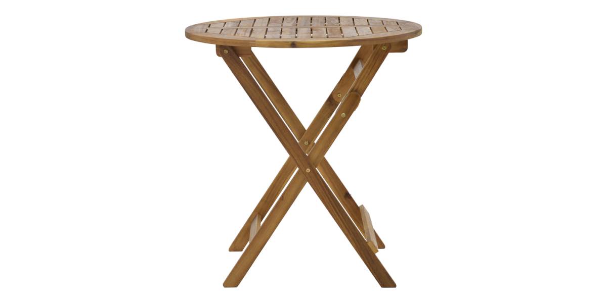 Τραπεζαρία Mobie-Carpuva pakoworld σετ 3τεμ πτυσσόμενο φυσικό μασίφ ξύλο ακακίας Φ70x74εκ