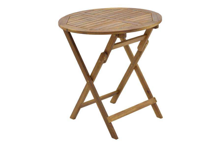 Τραπεζαρία Mobie-Carpuva pakoworld σετ 3τεμ πτυσσόμενο φυσικό μασίφ ξύλο ακακίας Φ70x74εκ