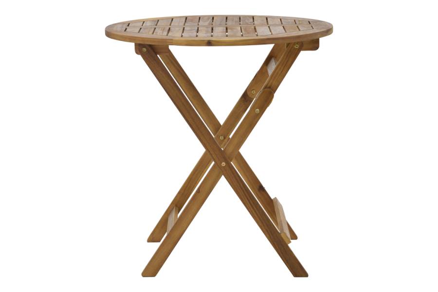 Τραπεζαρία Recofly-Carpuva pakoworld σετ 3τεμ πτυσσόμενο φυσικό μασίφ ξύλο ακακίας Φ70x74εκ