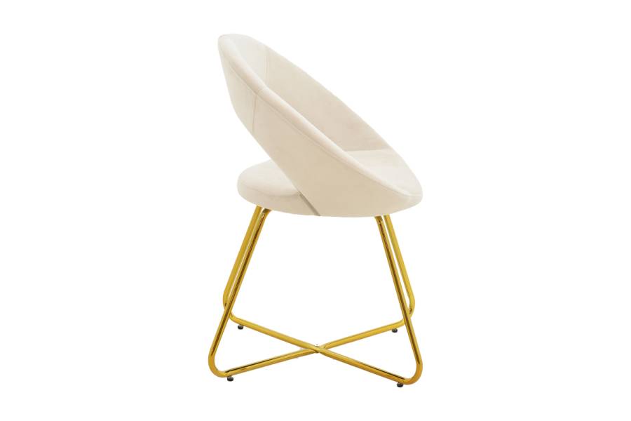 Καρέκλα Valentina pakoworld μπεζ βελούδο-χρυσό πόδι 65x60x82εκ