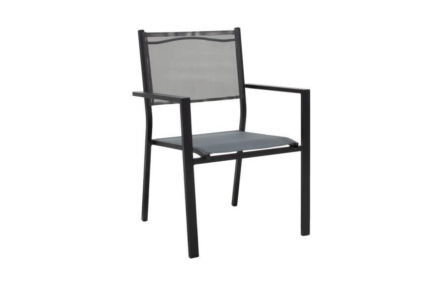 Τραπεζαρία Moly - Kliton σετ 3τεμ pakoworld ανθρακί και μαύρο αλουμίνιο-textilene σε ανθρακί απόχρωση 80x80x74εκ