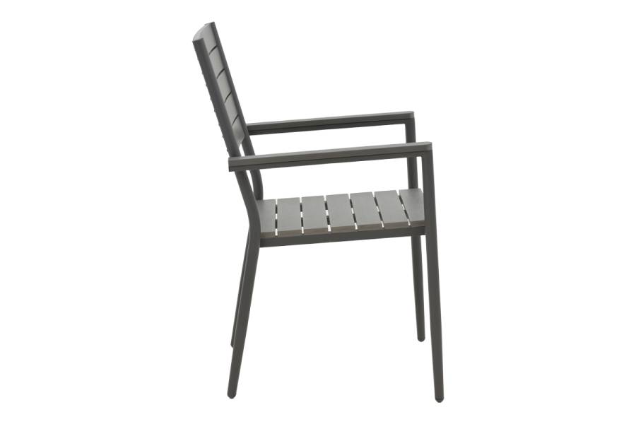 Τραπεζαρία Uplift-Kliton σετ 5τεμ pakoworld ανθρακί αλουμίνιο και plywood σε γκρι απόχρωση 80x80x74εκ