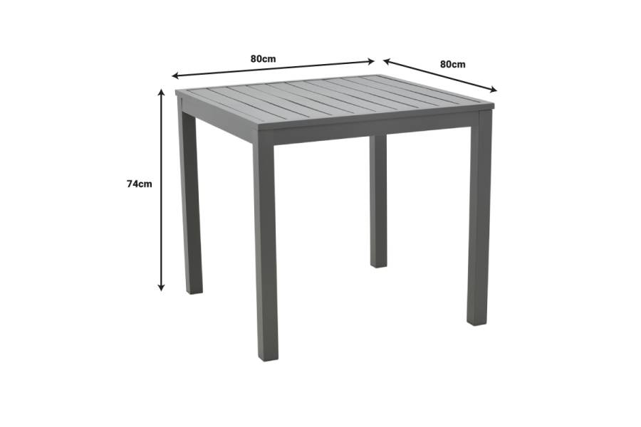 Τραπεζαρία Kliton-Naoki A σετ 3τεμ pakoworld ανθρακί αλουμίνιο και μέταλλο σε μαύρη απόχρωση 80x80x74εκ