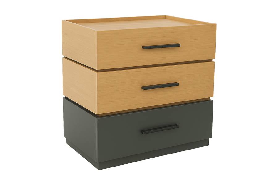 Κομοδίνο Sonlen pakoworld mdf σε sonoma-ανθρακί απόχρωση 60x40x66εκ