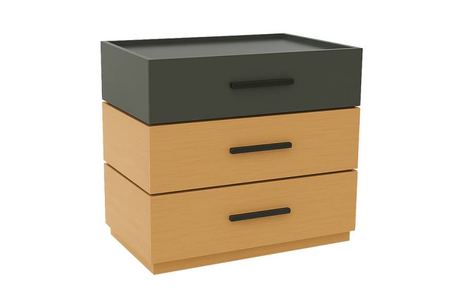 Κομοδίνο Sonlen pakoworld mdf σε sonoma-ανθρακί απόχρωση 60x40x66εκ