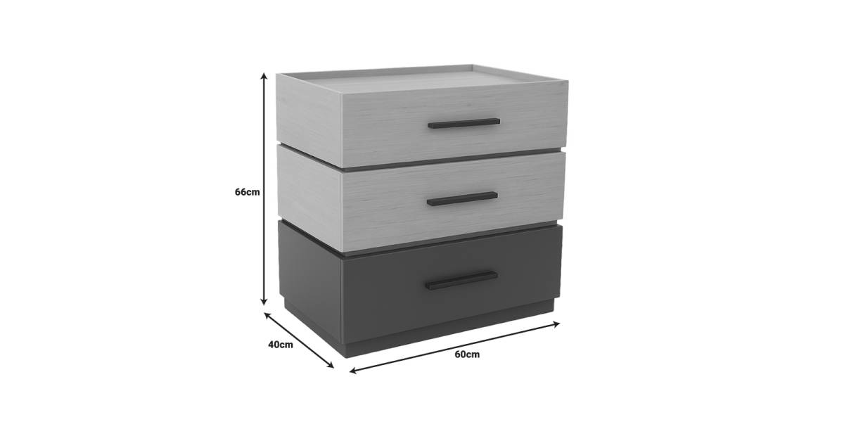 Κομοδίνο Sonlen pakoworld mdf σε sonoma-ανθρακί απόχρωση 60x40x66εκ