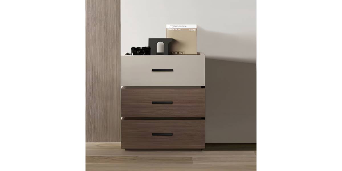 Κομοδίνο Sonlen pakoworld mdf σε καρυδί-μπεζ απόχρωση 60x40x66εκ