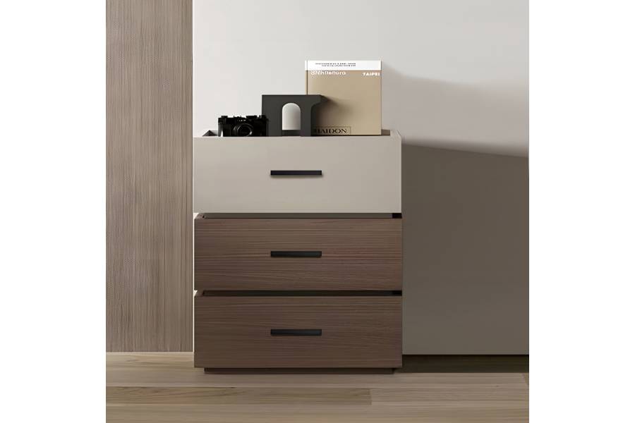 Κομοδίνο Sonlen pakoworld mdf σε καρυδί-μπεζ απόχρωση 60x40x66εκ
