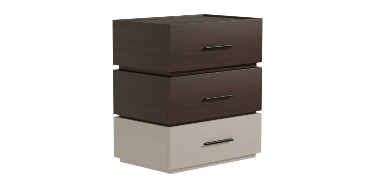 Κομοδίνο Sonlen pakoworld mdf σε καρυδί-μπεζ απόχρωση 60x40x66εκ