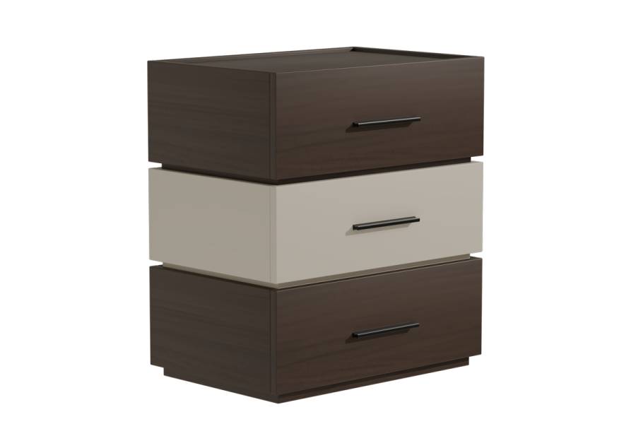 Κομοδίνο Sonlen pakoworld mdf σε καρυδί-μπεζ απόχρωση 60x40x66εκ