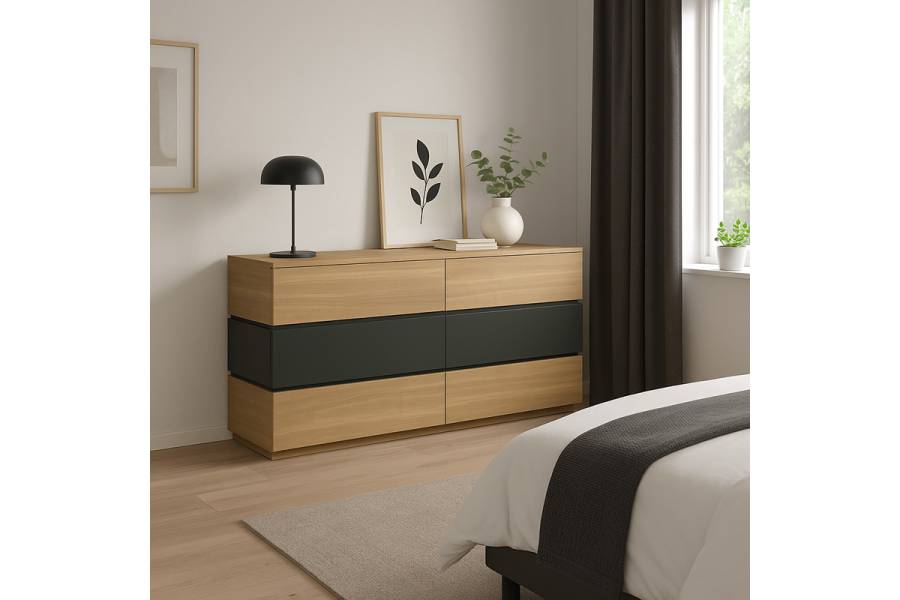 Συρταριέρα Sonlen pakoworld mdf σε ανθρακί-sonoma απόχρωση 120x40x72εκ