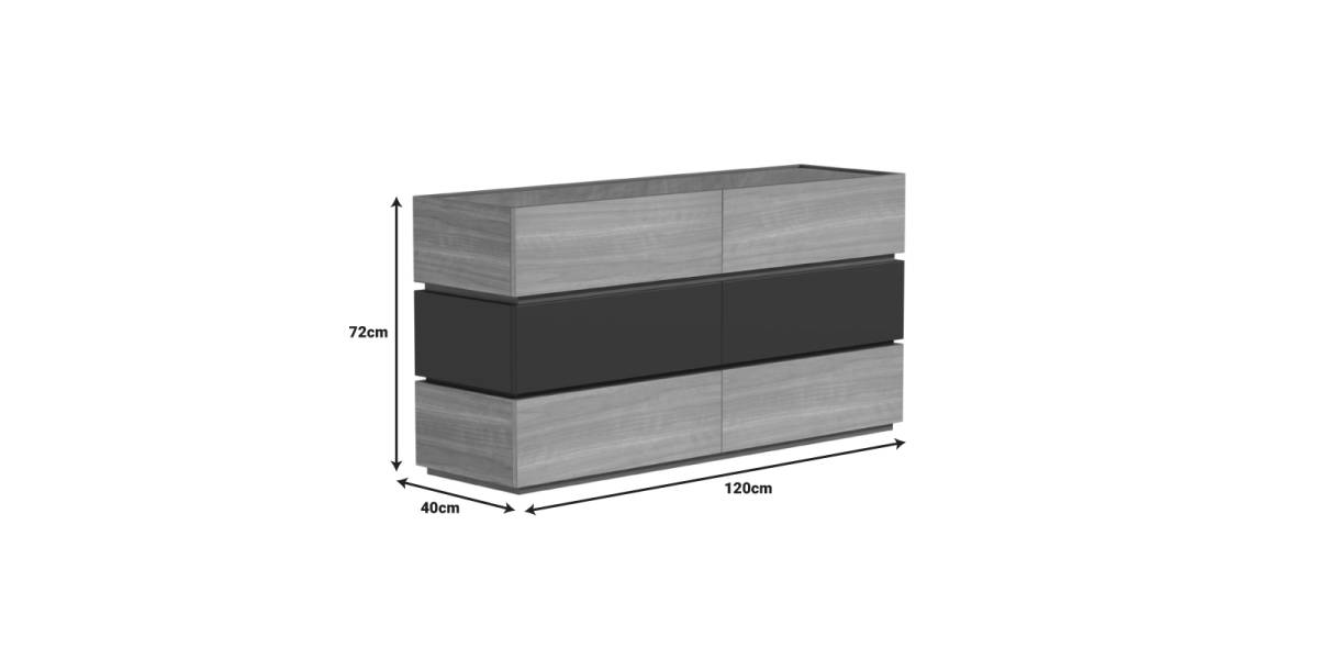 Συρταριέρα Sonlen pakoworld mdf σε ανθρακί-sonoma απόχρωση 120x40x72εκ