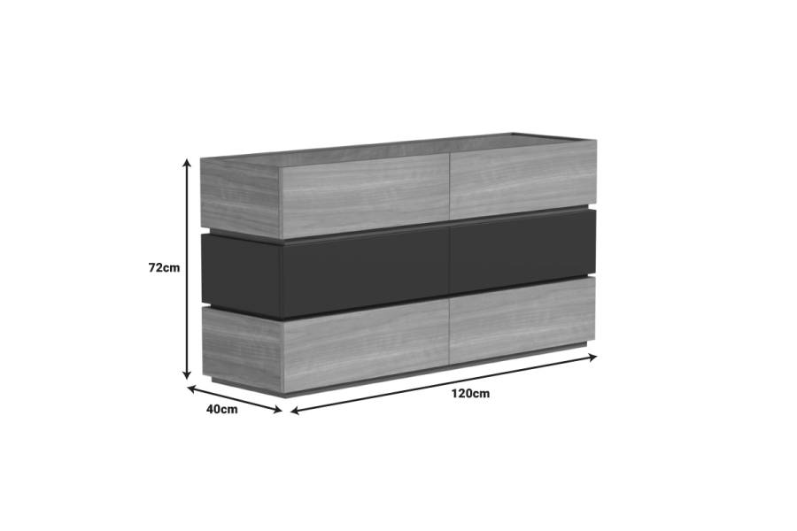 Συρταριέρα Sonlen pakoworld mdf σε ανθρακί-sonoma απόχρωση 120x40x72εκ