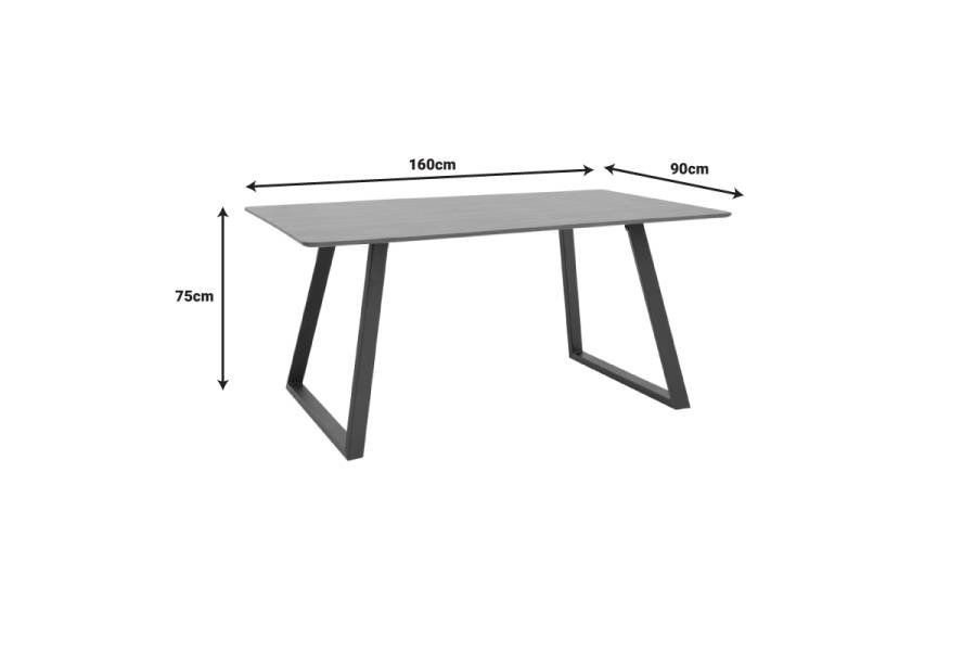 Τραπέζι Winor pakoworld καρυδί mdf-πόδι μαύρο μεταλλικό 160x90x75εκ