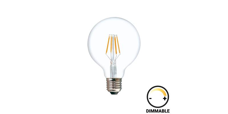 Λαμπτήρας LED G125 Bulb pakoworld dimmable 8W E27 clear