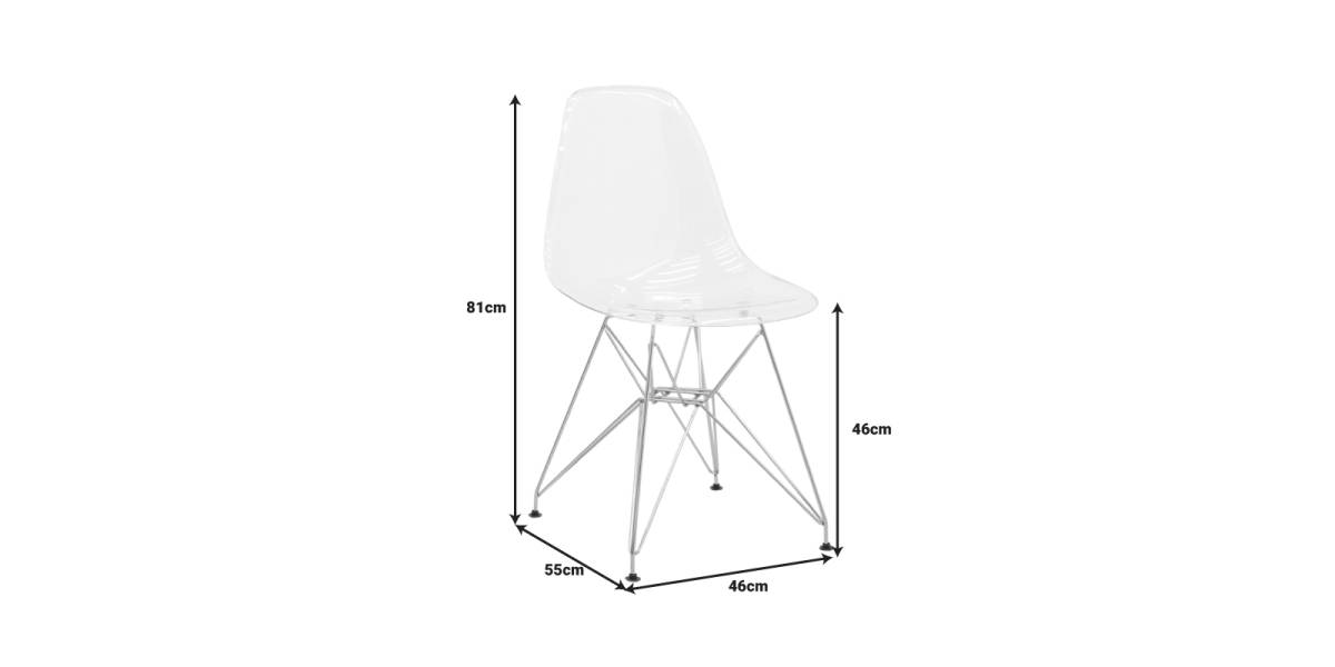 Καρέκλα Adelle pakoworld PP διάφανο-inox πόδι 46x55x81εκ