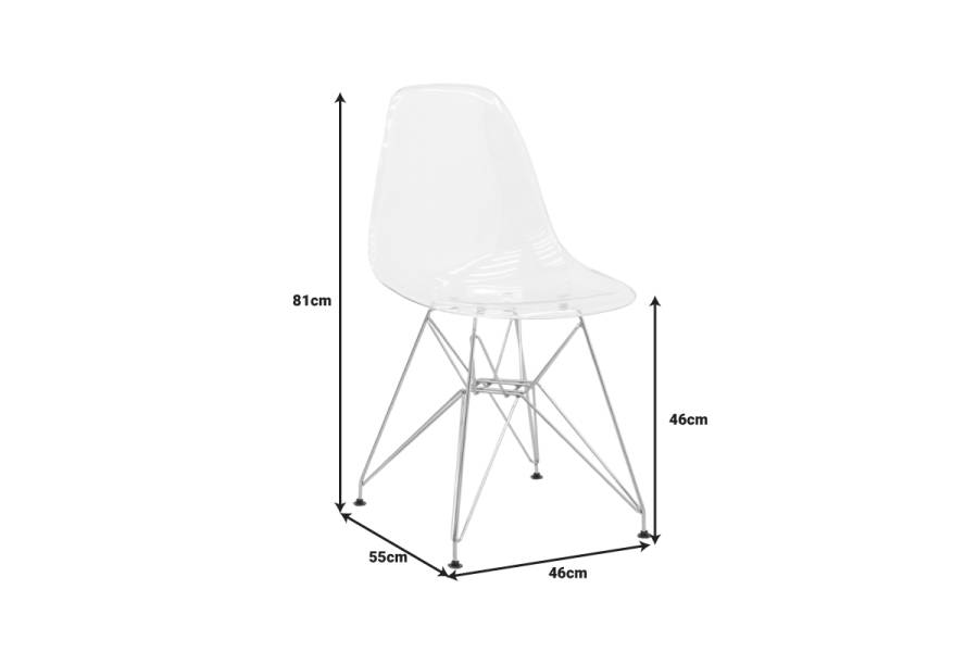 Καρέκλα Adelle pakoworld PP διάφανο-inox πόδι 46x55x81εκ