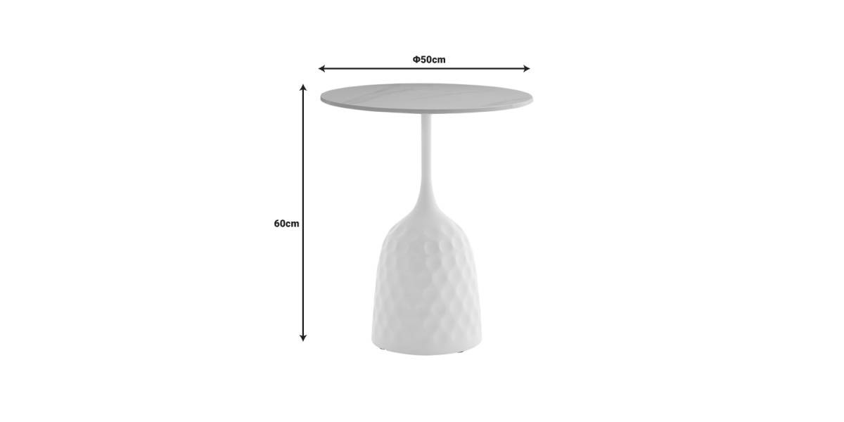 Βοηθητικό τραπέζι Kousien Inart λευκό sintered stone Φ50x60εκ