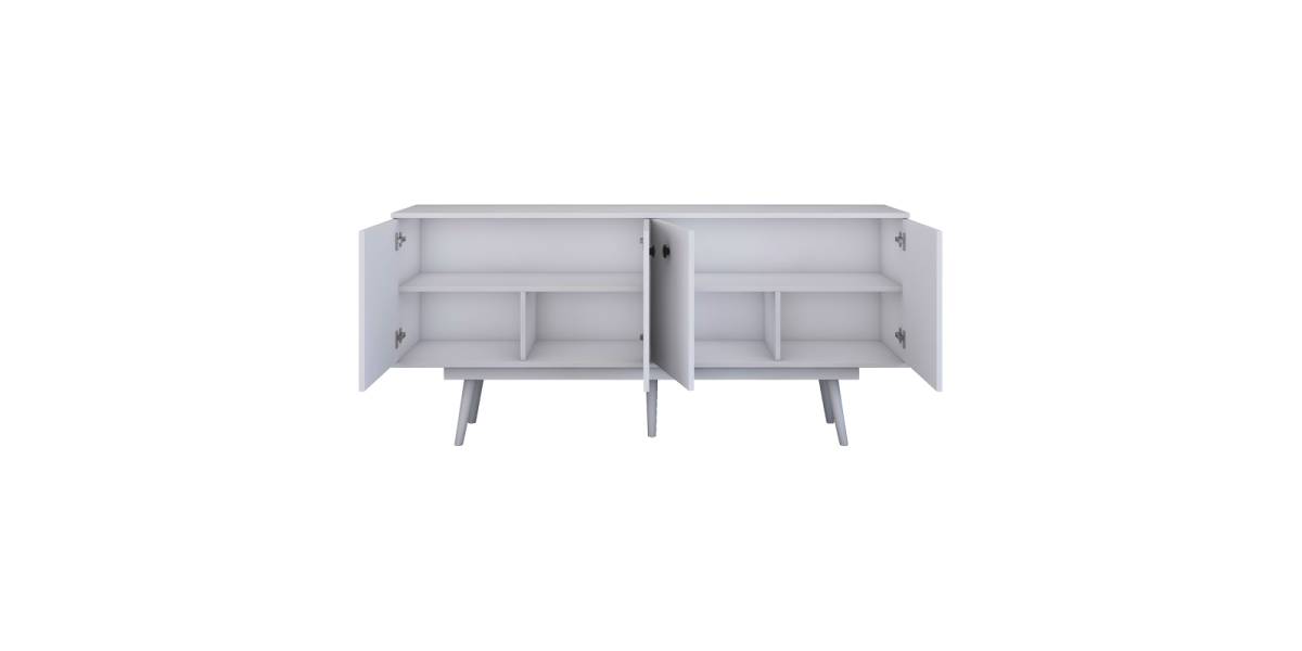 Μπουφές Salonde pakoworld λευκό μελαμίνης-λευκό pp πόδι 180x40x82.6εκ