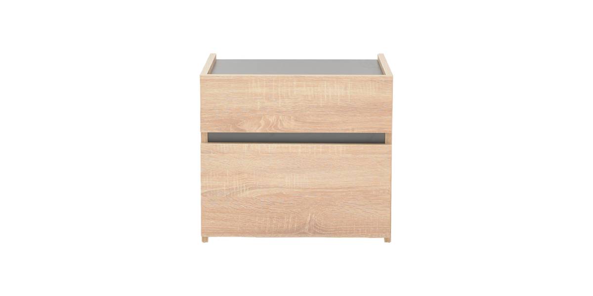 Κομοδίνο Comcie pakoworld σε φυσικό με γκρι απόχρωση 50x42x45.5εκ