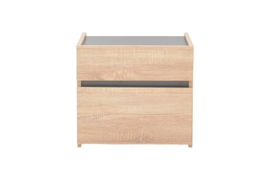 Κομοδίνο Comcie pakoworld σε φυσικό με γκρι απόχρωση 50x42x45.5εκ