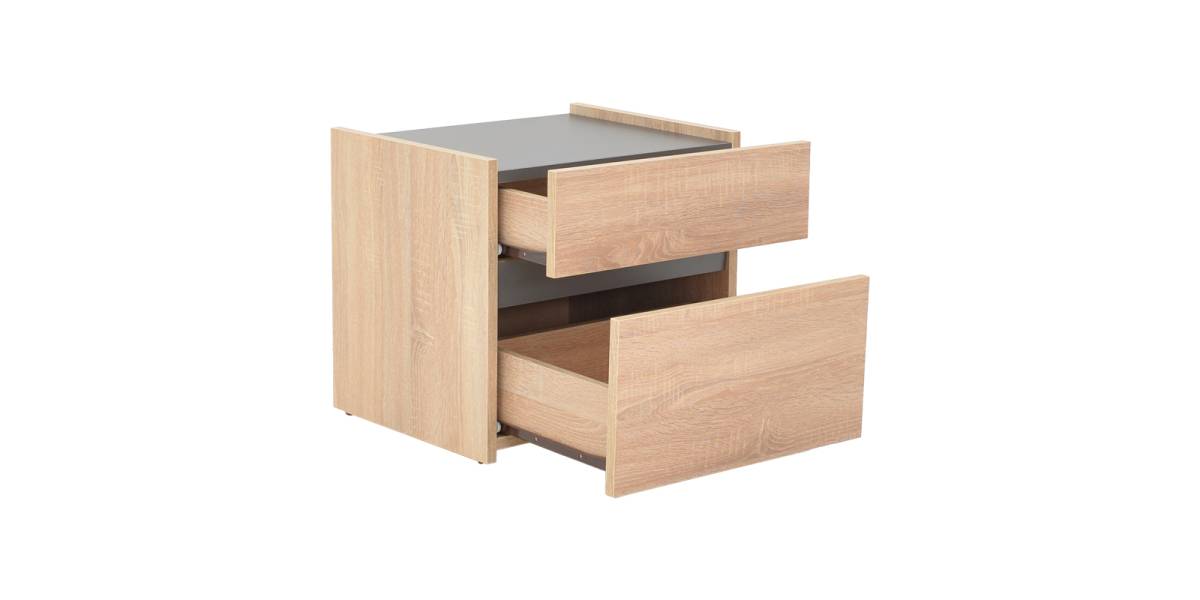 Κομοδίνο Comcie pakoworld σε φυσικό με γκρι απόχρωση 50x42x45.5εκ