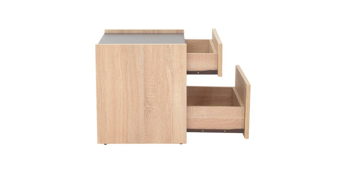 Κομοδίνο Comcie pakoworld σε φυσικό με γκρι απόχρωση 50x42x45.5εκ