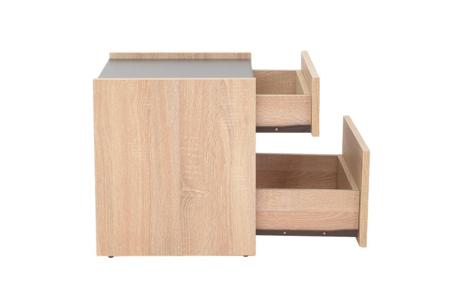 Κομοδίνο Comcie pakoworld σε φυσικό με γκρι απόχρωση 50x42x45.5εκ