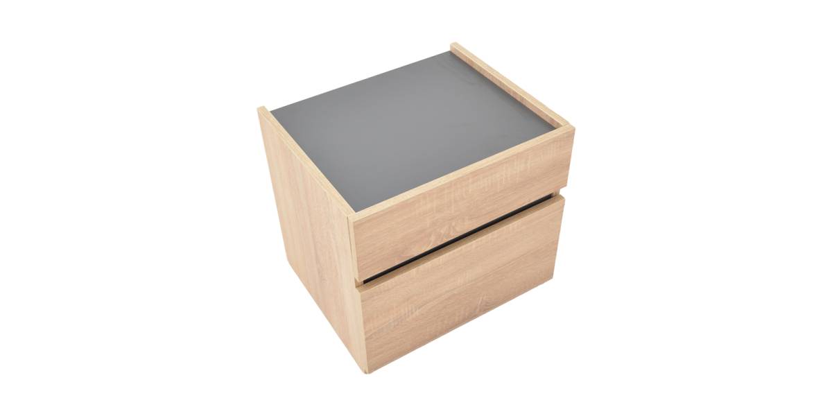 Κομοδίνο Comcie pakoworld σε φυσικό με γκρι απόχρωση 50x42x45.5εκ
